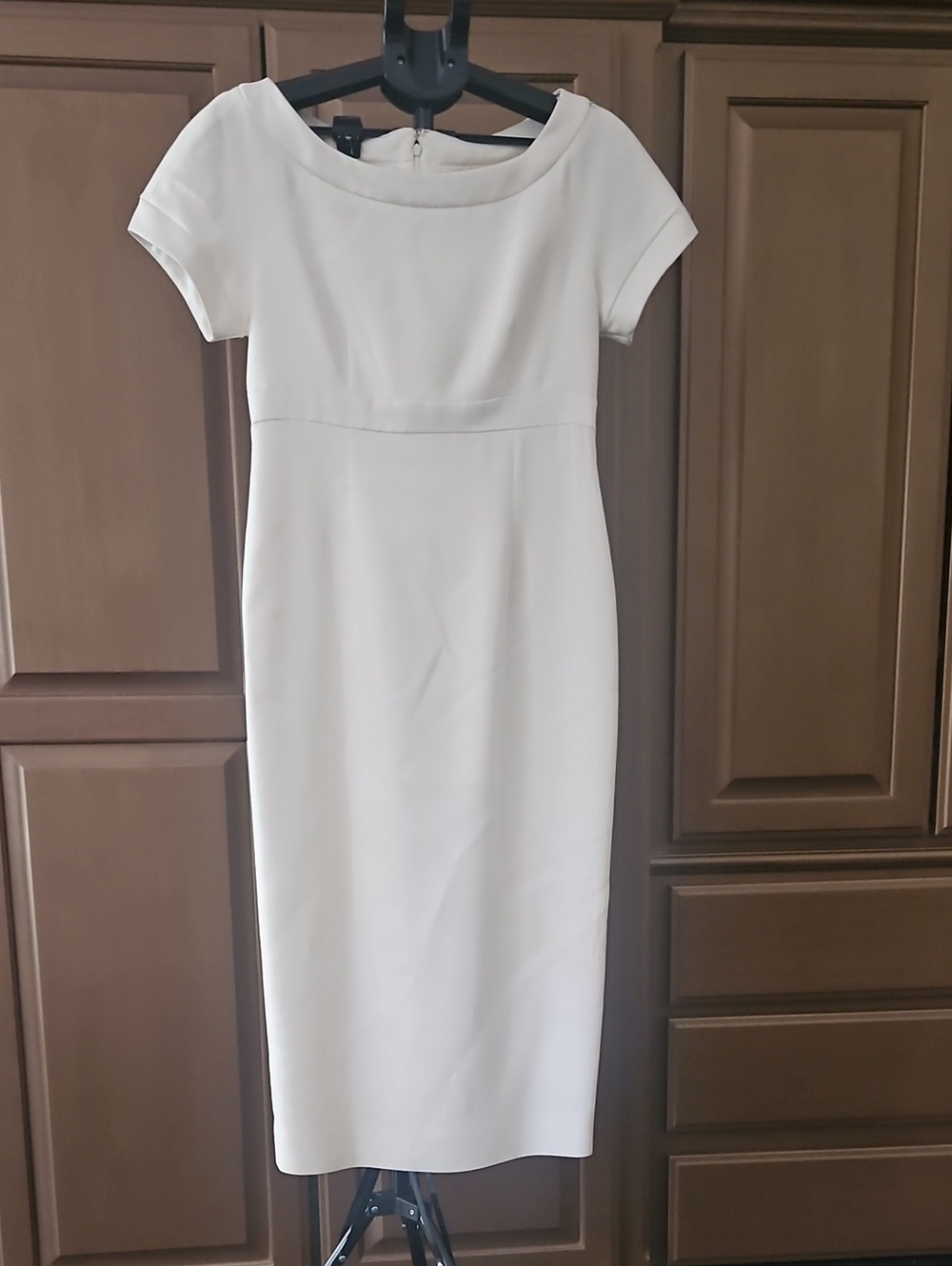 Liz Claiborne Cream Midi Sheath Dress with Cap Sleeves